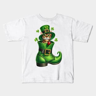 Bengal Cat Shoes For Patricks Day Kids T-Shirt